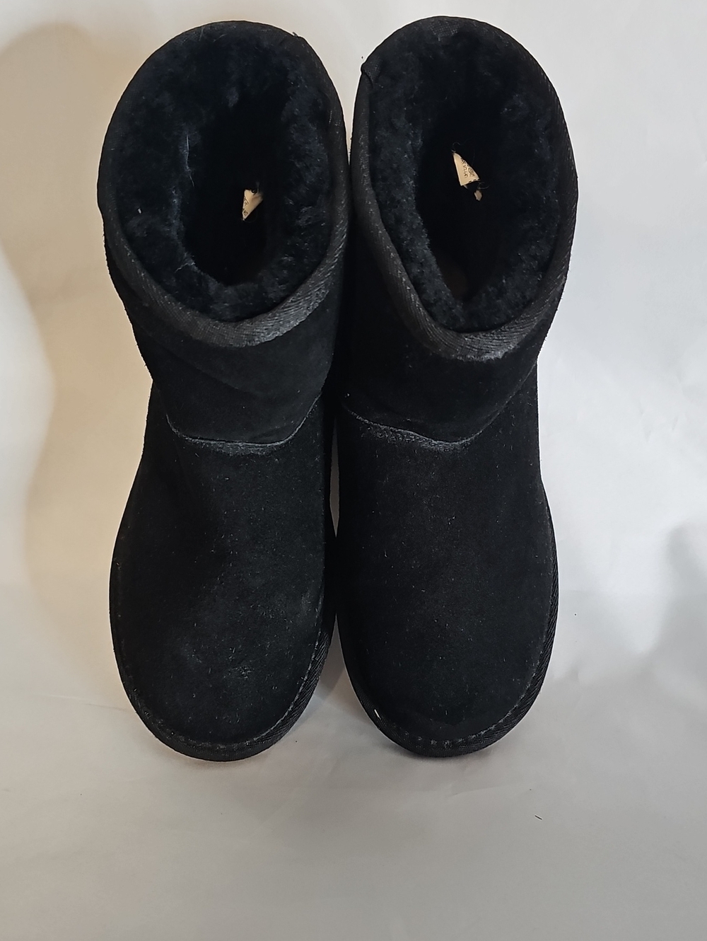 Minnetonka Black Suede Plush-Lined Women's Ankle Slippers